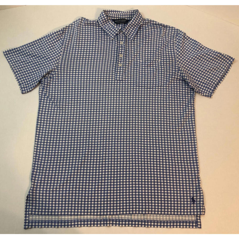 Ralph Lauren Polo Golf Men's Gingham Shirt 100% Pima Cotton Short Sleeve - Large